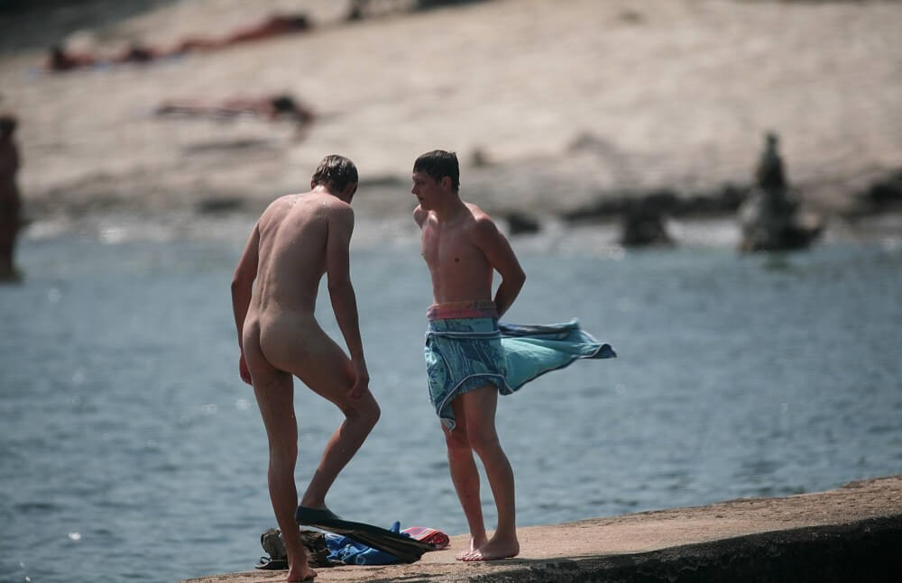Nudists Boys - Water Prep On The Ledge - Nudism is based on sincerity