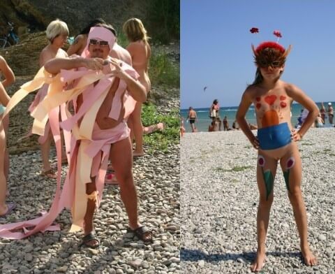 Natural Mud Camouflaging pics - Naturists respect each other and those around them