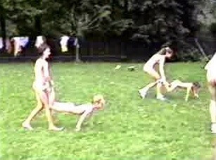 A nudist gathering at the stadium and sports - Nudism is part of life
