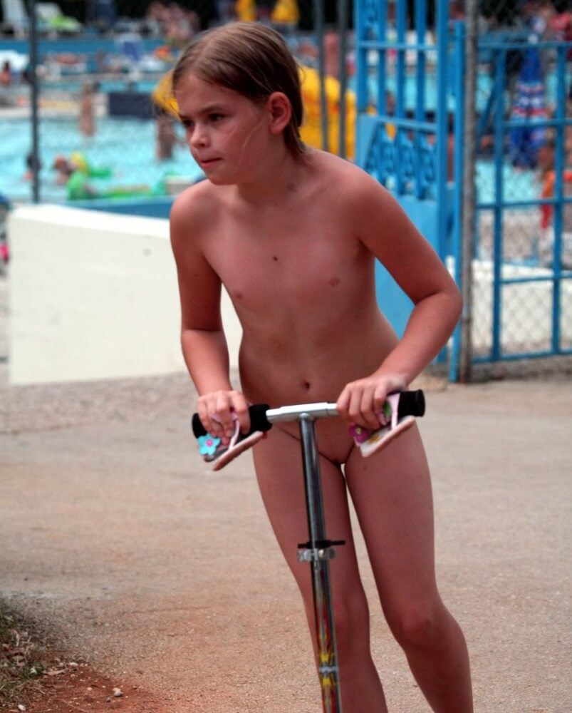 Pool-Side Naturist Scooter pics - Most nudists are motivated solely by a sense of comfort