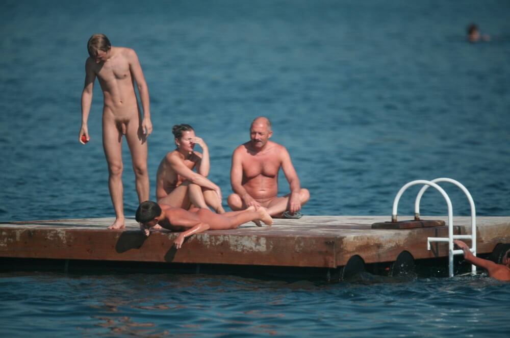 Naturist Family Water Slab pics - Nudists appreciate and love nature
